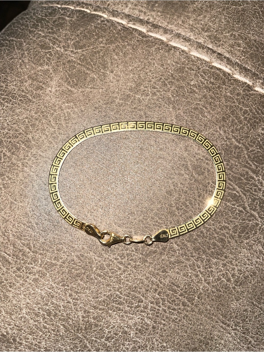Vintage 10k Coated Sterling Silver Gold Greek Key Bracelet - Italy